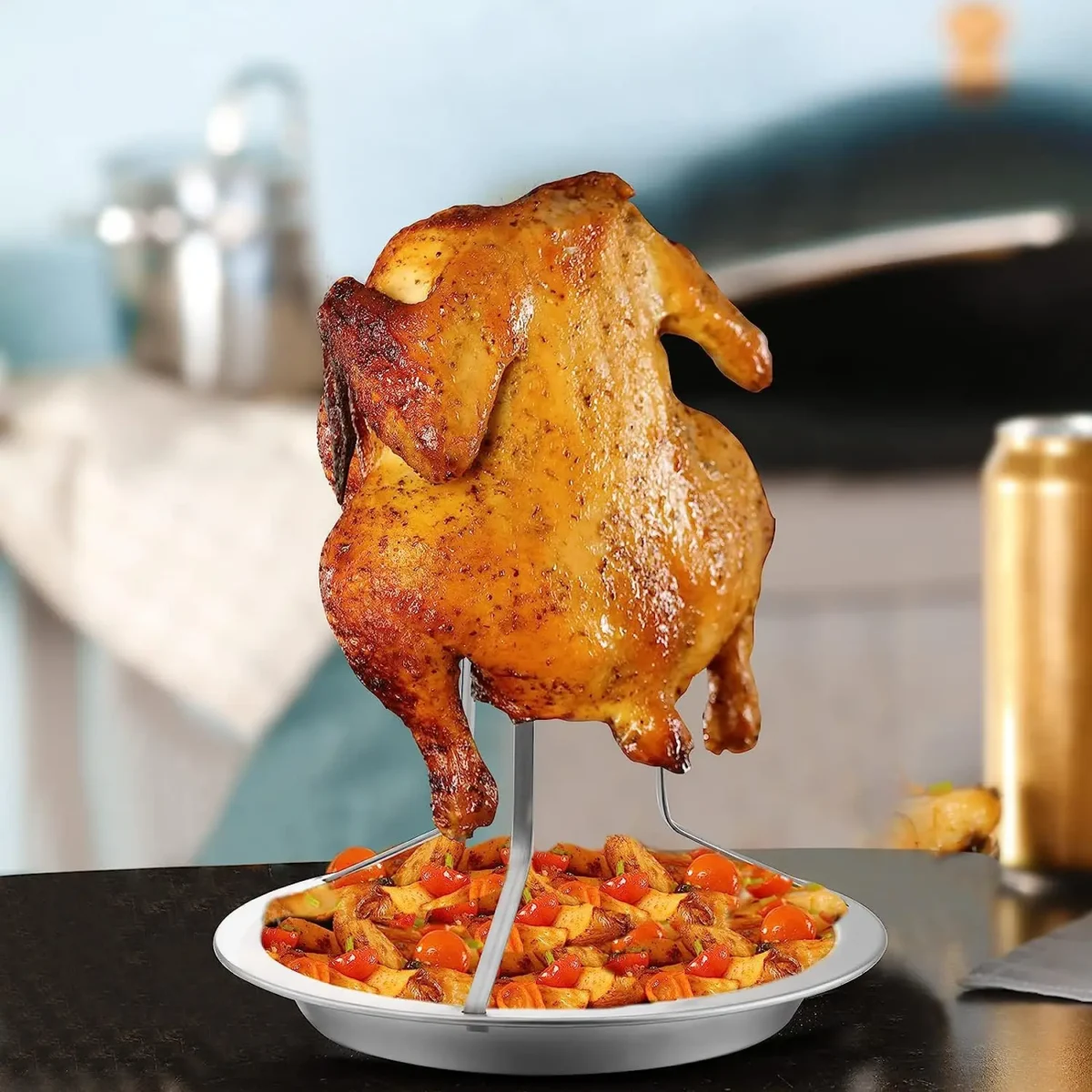 Stainless Steel Chicken Grill - Silver Color<br> - Image 2