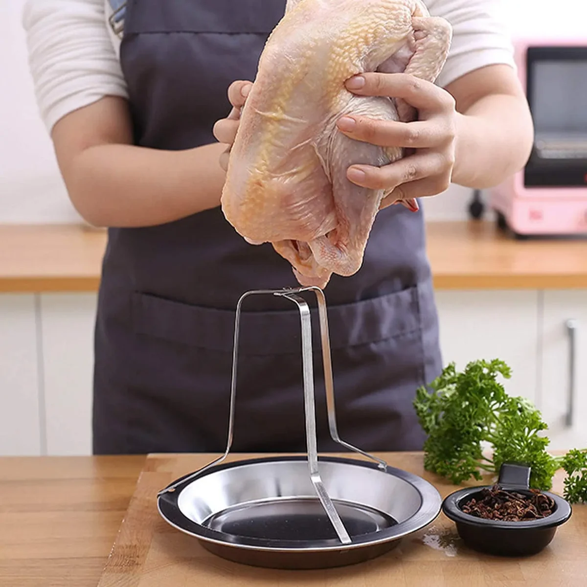 Stainless Steel Chicken Grill - Silver Color<br> - Image 4