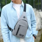 Small crossbody bag for men - grey<br> - Image 3