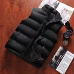 Winter sleeveless pump jacket with waterproof zipper - black and blue - Image 2