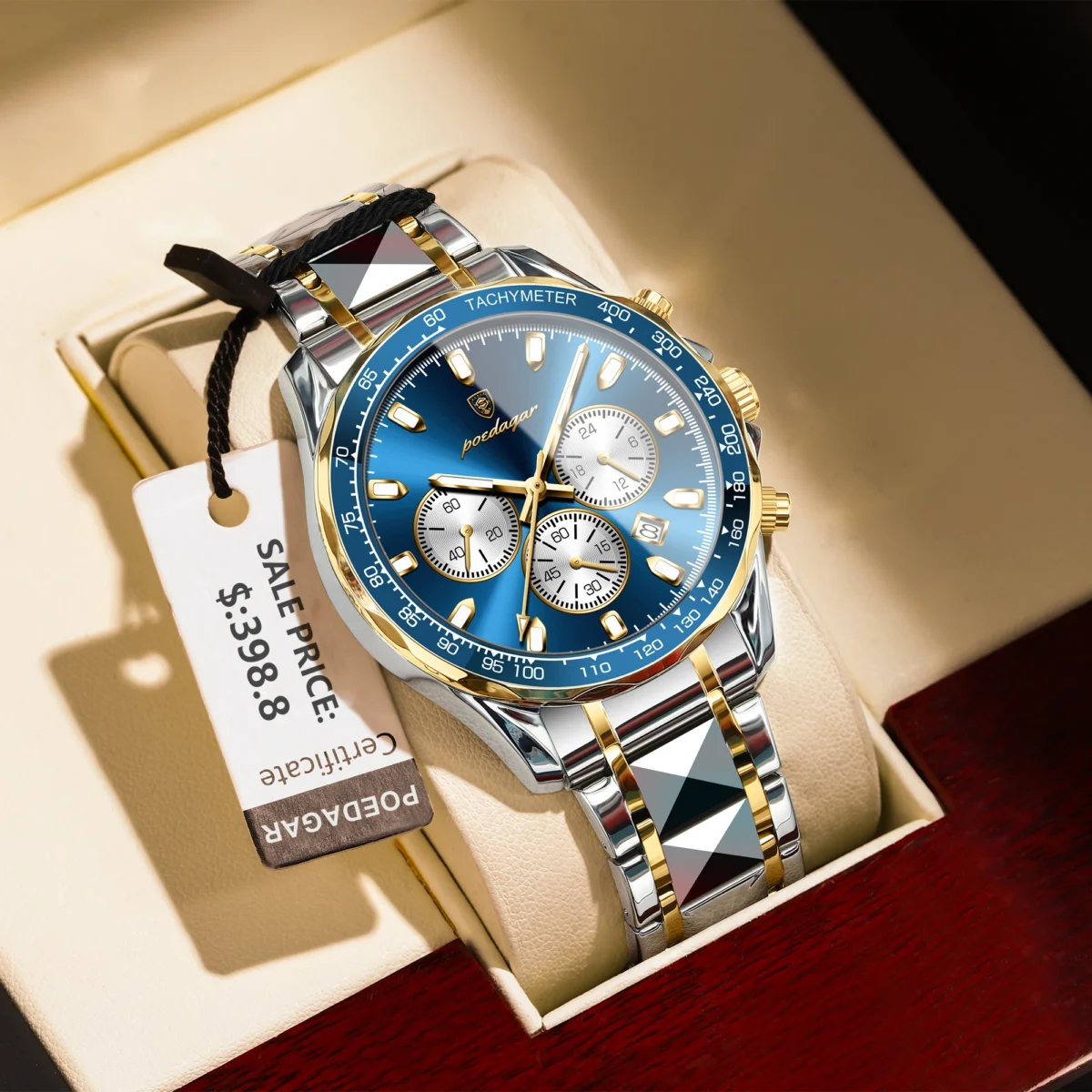 POEDAGAR Luxury Sports Watch Men Quartz Waterproof Luminous Date Stainless Steel - Image 1