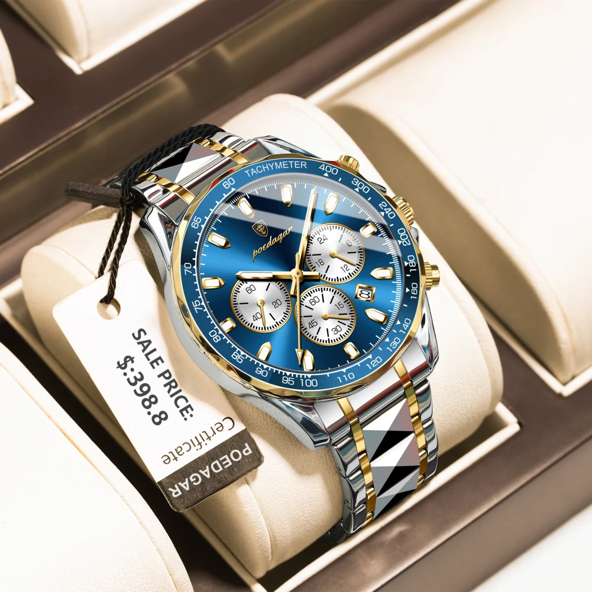 POEDAGAR Luxury Sports Watch Men Quartz Waterproof Luminous Date Stainless Steel - Image 2