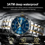 POEDAGAR Men's Luxury Watch Waterproof Luminous Metal Bracelets - Image 3