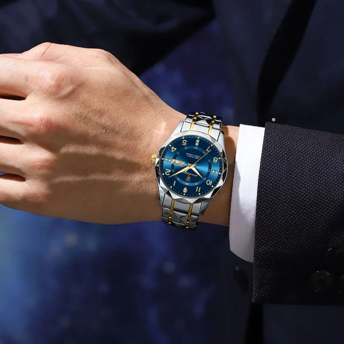 POEDAGAR Men's Luxury Watch Waterproof Luminous Metal Bracelets - Image 6