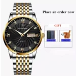 POEDAGAR Luxury Mens Watch Luminous Waterproof Unique Striped Stainless - Image 2