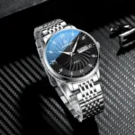 POEDAGAR Luxury Mens Watch Luminous Waterproof Unique Striped Stainless - Image 4