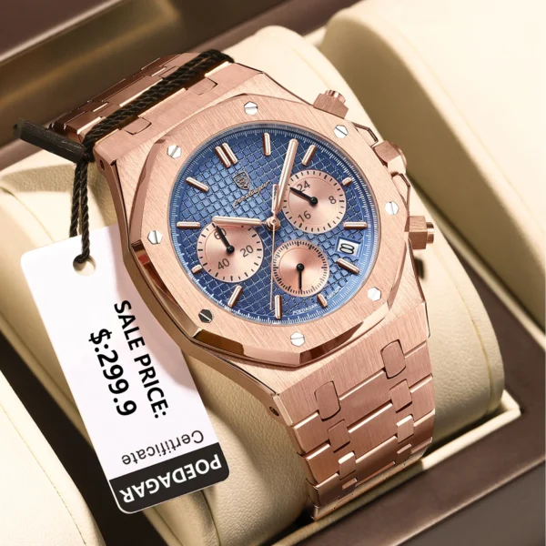 POEDAGAR Classic Men's Watches Trend Fashion Original Quartz Watch for Man Waterproof Steel
