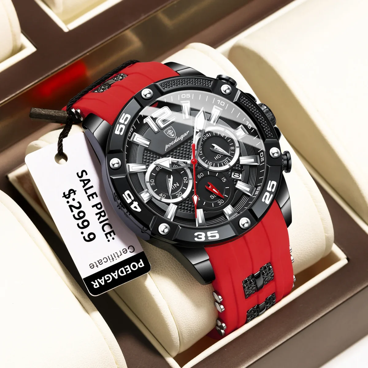 POEDAGAR Men's Sport Illuminated Waterproof Watch - Silicone Bracelets - Image 1