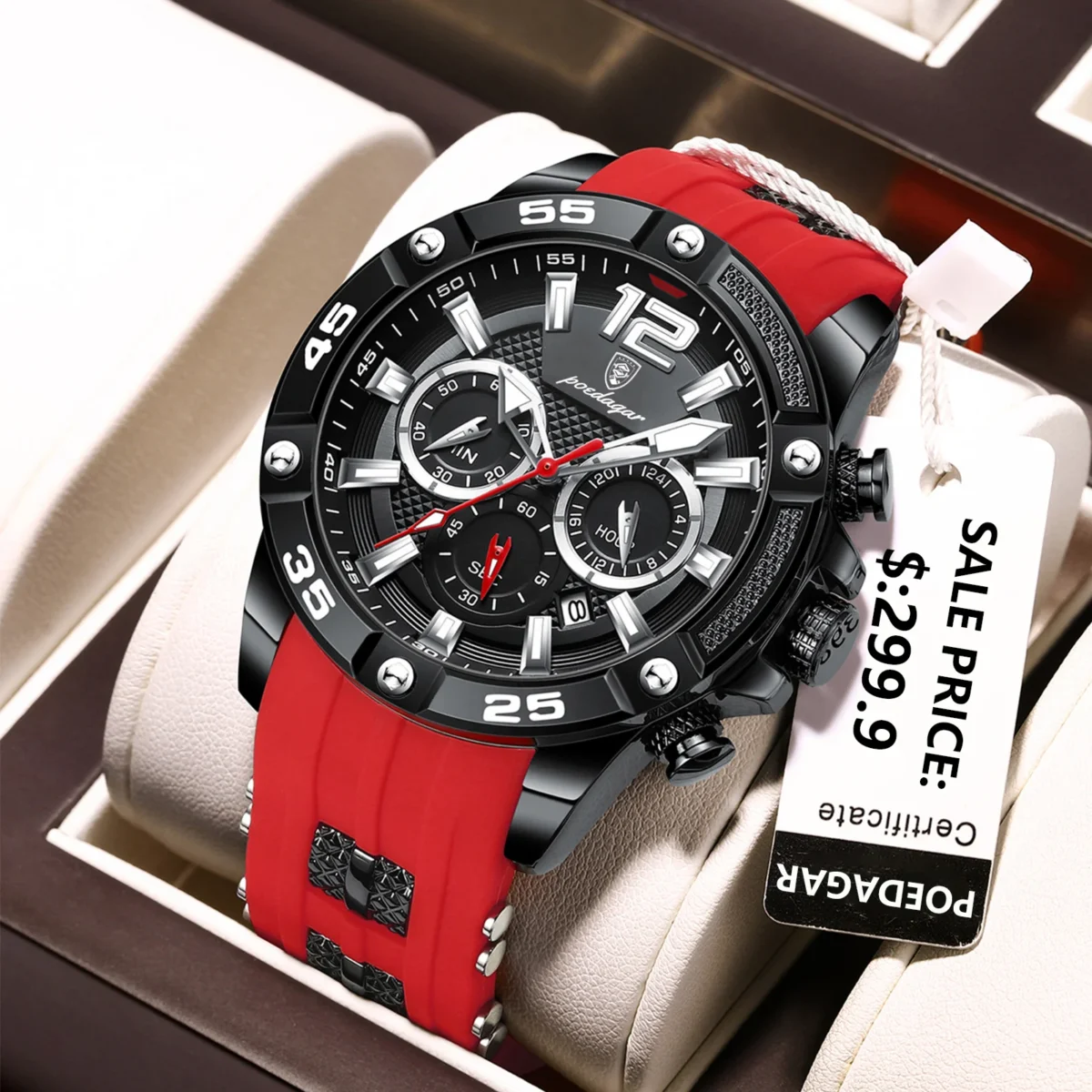 POEDAGAR Men's Sport Illuminated Waterproof Watch - Silicone Bracelets - Image 6