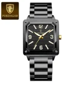 POEDAGAR Luxury Man Wristwatch Square Quartz Waterproof Luminous Stainless Steel - Image 15