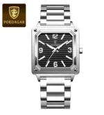POEDAGAR Luxury Man Wristwatch Square Quartz Waterproof Luminous Stainless Steel - Image 12