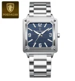 POEDAGAR Luxury Man Wristwatch Square Quartz Waterproof Luminous Stainless Steel - Image 10