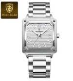 POEDAGAR Luxury Man Wristwatch Square Quartz Waterproof Luminous Stainless Steel - Image 7